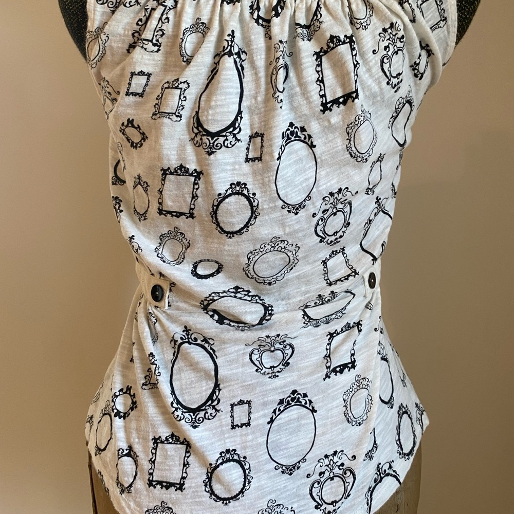 Whimsical Anthro White and Black Top